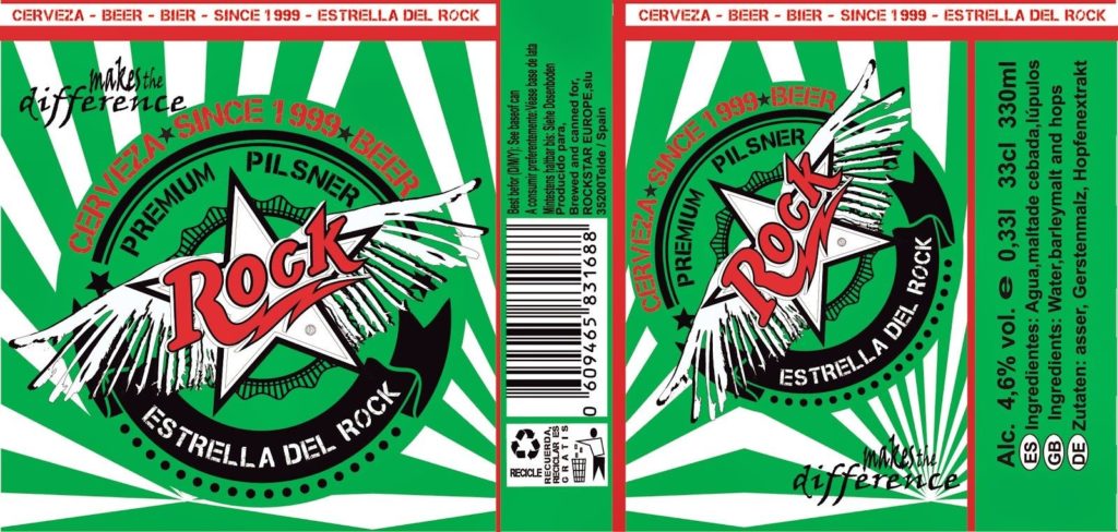 LA ESTRELLA DEL ROCK MARCA REGISTRADA EN ESPAÑA 1999: LA ESTRELLA DEL ROCK  PREMIUM PILSNER SINCE 1999 | Estrellas, Cerveza